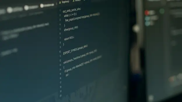 A computer screen showcasing programming language syntax, highlighting the intricacies of coding and software development.